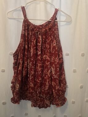 Mautices Red Floral Boho Tank Top - Lightweight Size 3x